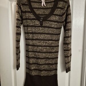 Derek Heart Brown Striped Mini Dress